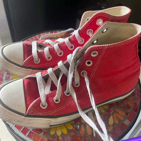 Red High-Top Sneakers - Picture 1 of 6
